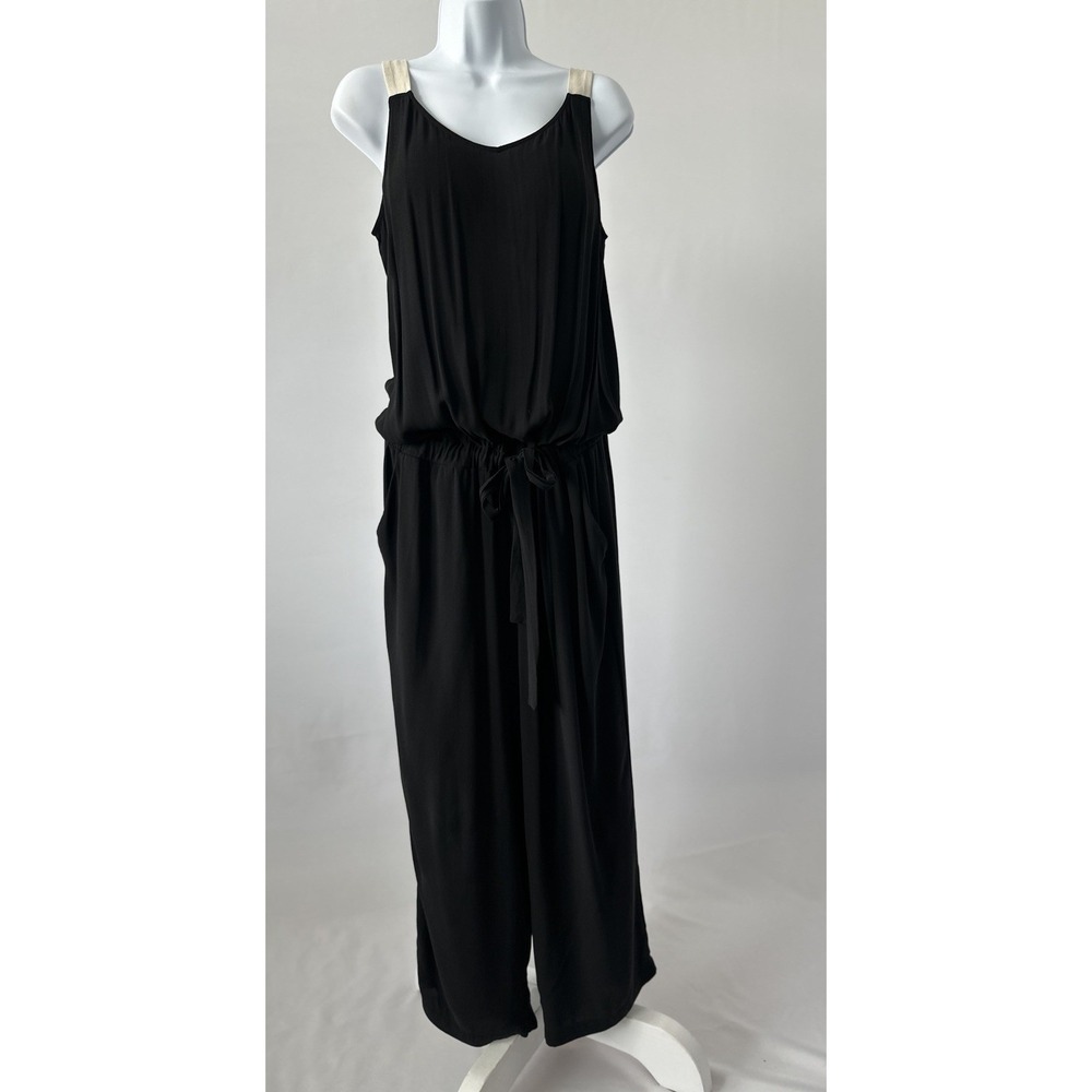 Eileen Fisher Women's Sz: M Black Silk Cropped Jumpsuit (b56)